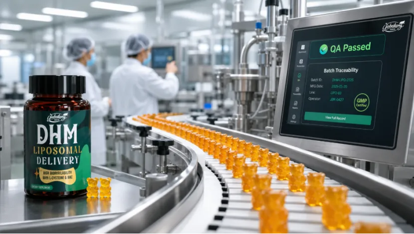 DHM gummy supplements on a GMP-certified manufacturing line