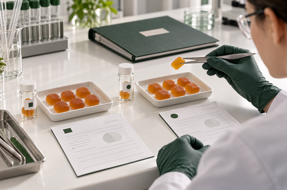 Traceable creatine gummy samples under quality review