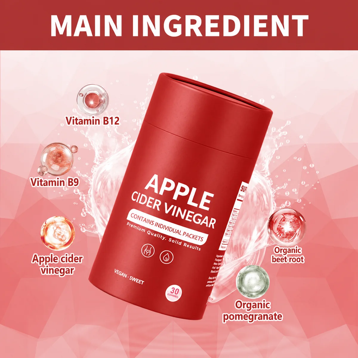 Portable apple cider vinegar gummy format