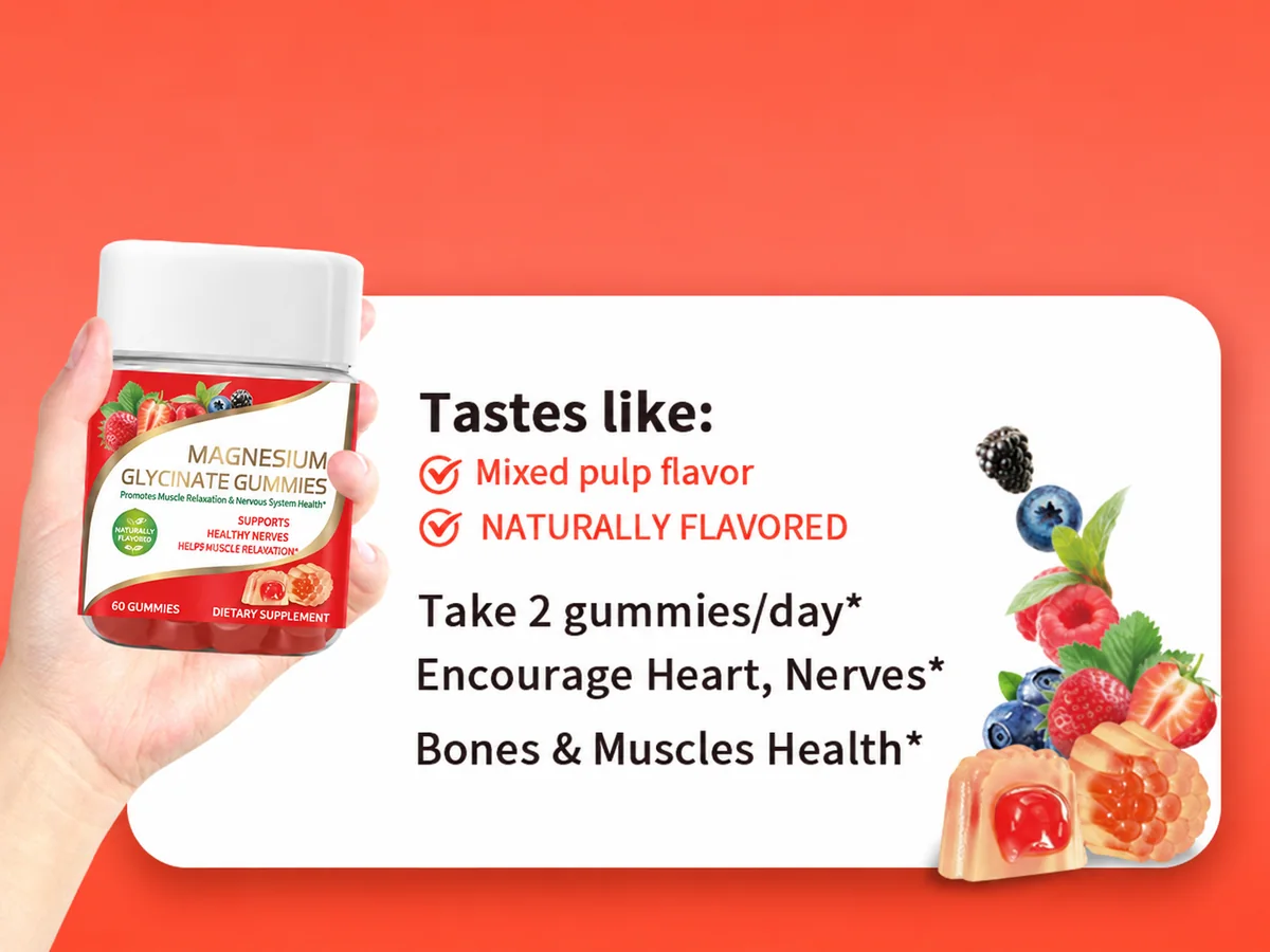 Magnesium gummy bottle and serving concept