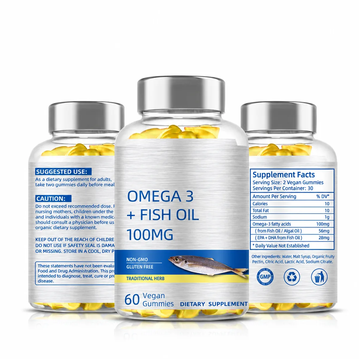 Omega-3 gummy bottle and packaging reference